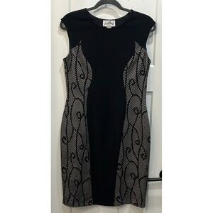 Joseph Ribkoff Black Hourglass Lace Side Body Con Pencil Dress 10 Sleeveless
